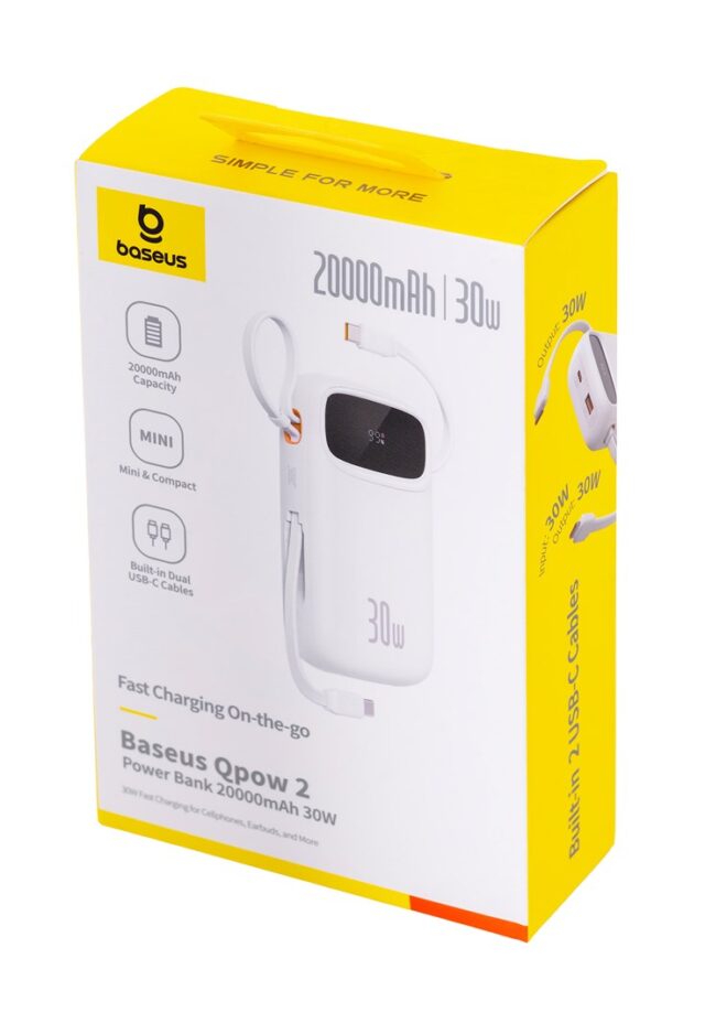 Baseus QPow2 Lithium Polymer (LiPo) 20000 mAh White - imagine 7