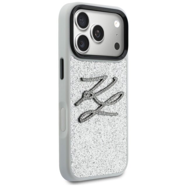 Etui Karl Lagerfeld IML Glitter KL        Diamond Logo do iPhone 17 Pro Max srebrny - imagine 4