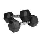 REBEL ACTIVE Rubber-coated cast iron dumbbells 2x6 kg - imagine 2