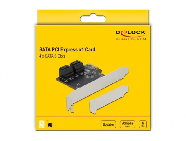 DeLOCK 4 port SATA PCI Express x1 Card - Low Profile Form Factor - imagine 4