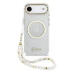 Guess IML Glitter Script Strap MagSafe Zadní Kryt pro iPhone Air Transparent