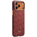 Etui PITAKA Ultra-Slim Monogram MagSafe   do iPhone 17 Pro złoto czerwony - imagine 5