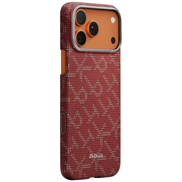 Etui PITAKA Ultra-Slim Monogram MagSafe   do iPhone 17 Pro złoto czerwony - imagine 5
