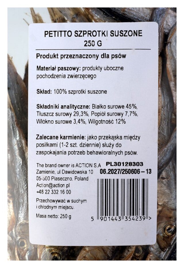 PETITTO Dried sprats - dog treat - 250g - imagine 3