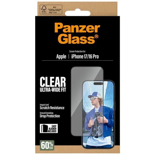 PanzerGlass Ultra-Wide Fit EasyAligner Tempered Glass for iPhone 17 / 16 Pro - imagine 5