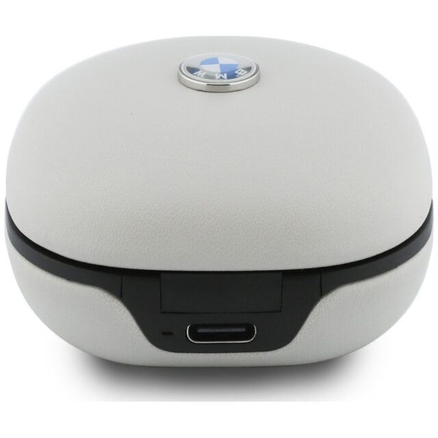 Headphones Bluetooth TWS BMW Leather      Metal Logo ENC taupe - imagine 4