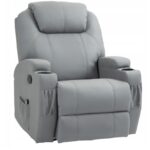 EXTRALINK FOTEL WYPOCZYNKOWY MASUJĄCY Z PODNÓŻKIEM CIEMNY SZARY