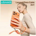 Cable USAMS U97 60W USB-C to USB-C handstrap 30cm orange - imagine 4
