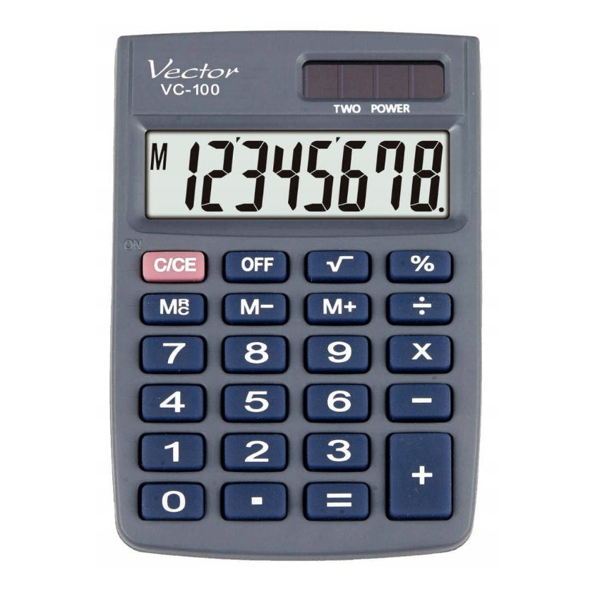 cps-715ab54a67ebe694e48fc29e6c617de0-2026-03-01-06-05-40 Vector KAV VC-100 office calculator 8 digits 58 x 88.5 mm grey - imagine 1