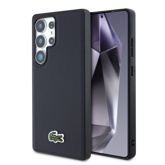 Case Lacoste Iconic Petit Pique Woven Logo MagSafe to Samsung Galaxy S25 Ultra navy - imagine 9
