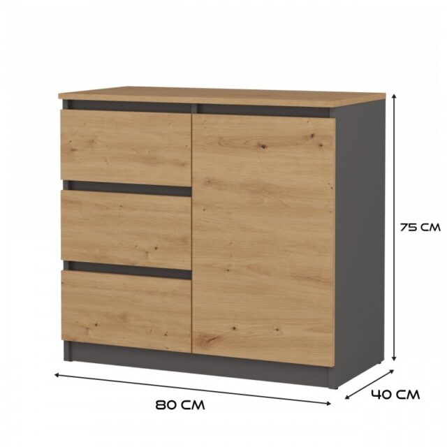 Topeshop 1D3S ANT/ART BA KPL chest of drawers - imagine 4