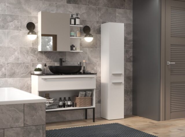 Bathroom cabinet NEL IV 31x30x174 cm  matt white - imagine 5