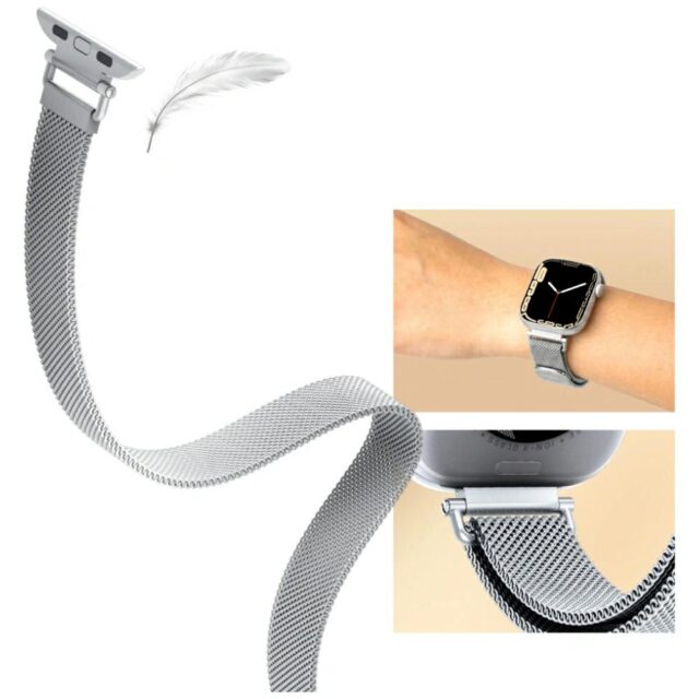 Band Spigen WBM4 for Apple Watch 8/9/10/11/SE (40/41/42mm) silver - imagine 4