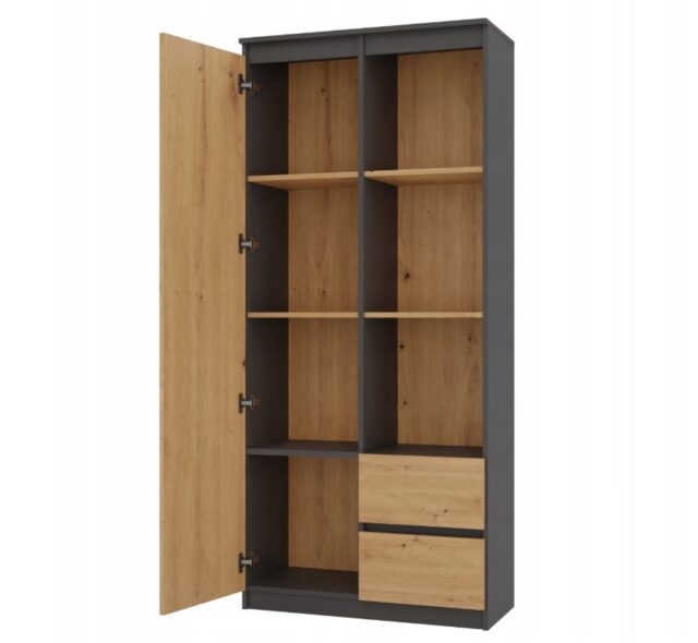 Topeshop RS-80 BILY ANTHRACITE/OAK ARTISAN office bookcase - imagine 3