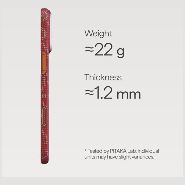 Etui PITAKA Ultra-Slim Monogram MagSafe   do iPhone 17 Pro złoto czerwony - imagine 4