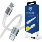 Kabel 3MK Hyper Cable N-SERIES USB-C do  USB-C 2m PD 3.0 QC 3.0 20V/5A 100W Biały