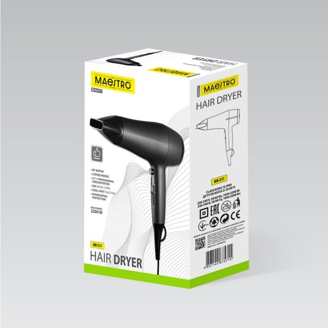 Hair dryer MAESTRO MR-217 2200 W Black  Graphite - imagine 4