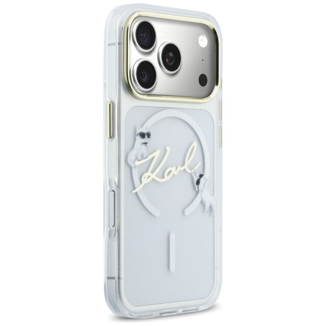 Case Karl Lagerfeld IML Choupettes Karl  Script Logo MagSafe for iPhone 17 Pro transparent - imagine 4