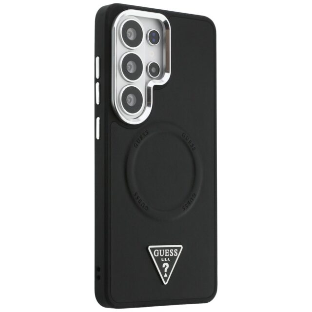 Case Guess Embossed Ring Triangle Logo   MagSafe for Samsung Galaxy S26 Ultra black - imagine 4