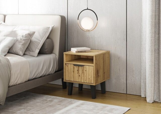 SCANDI 1S SLIM OAK ARTISAN BEDSIDE TABLE - imagine 4