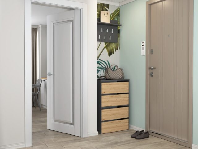 Topeshop MODO ANT/ART shoe organizer Closed Anthracite  Oak - imagine 5