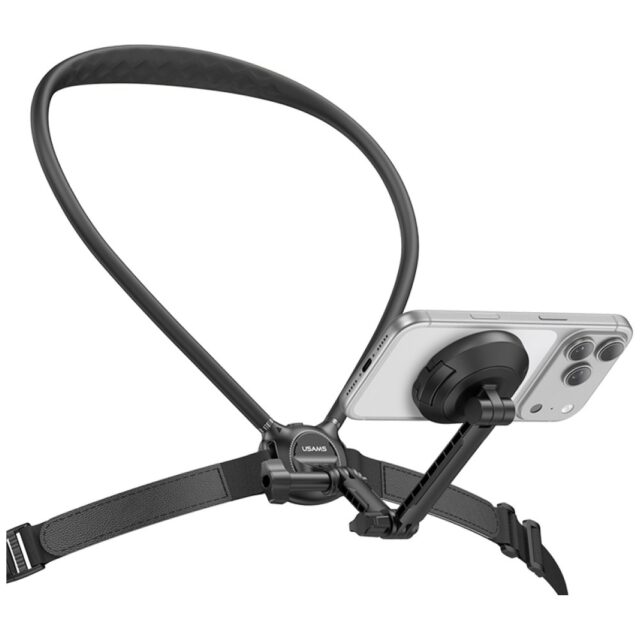 Neck mount for phones USAMS JoyGo  JOY02 Neck Mount with magnetic mount black - imagine 7