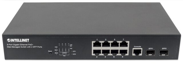 Intellinet 8-Port Gigabit Ethernet PoE+ Web-Managed Switch with 2 SFP Ports  IEEE 802.3at/af Power over Ethernet (PoE+/PoE) Compliant  140 W  Endspan  Desktop  19  Rackmount  Box - imagine 4