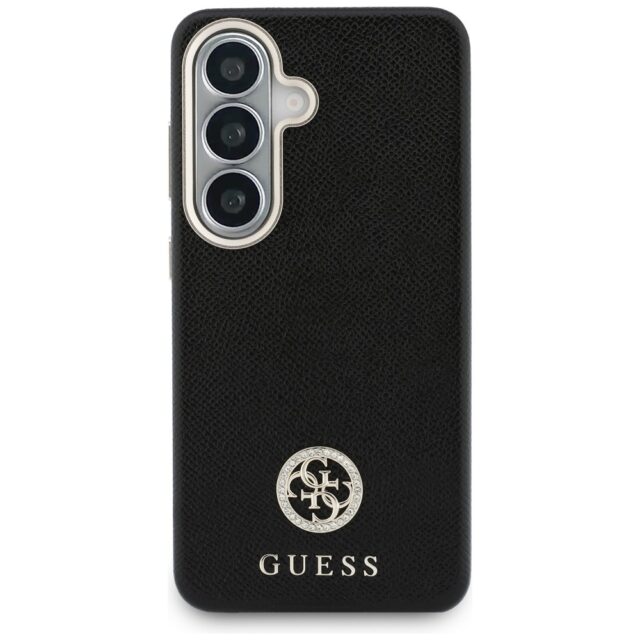 Case Guess Rhinestone Round Logo MagSafe for Samsung Galaxy S26 black - imagine 3