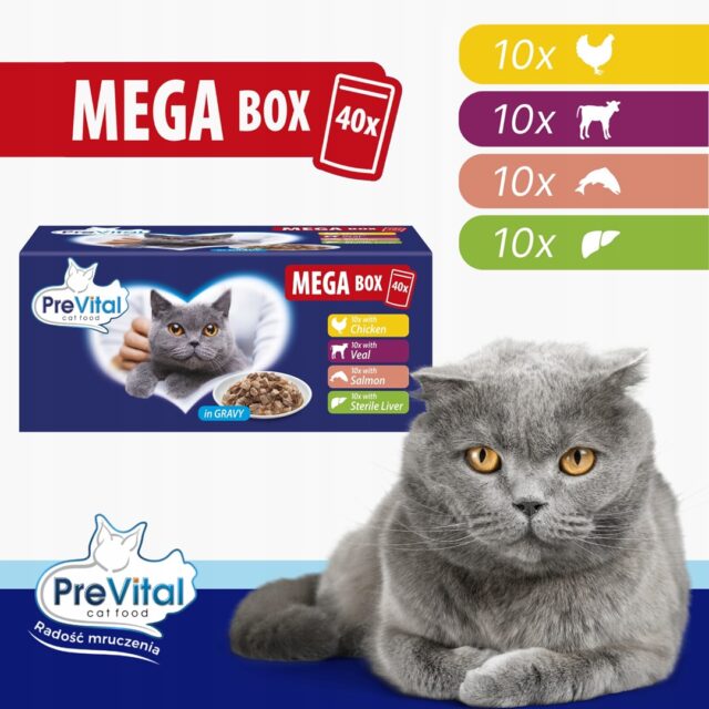 PREVITAL Mega Box Veal  salmon  liver  chicken - wet cat food - 40X100g - imagine 3