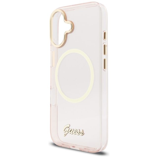 Case Guess IML Script Metal MagSafe for   iPhone 17 pink - imagine 6