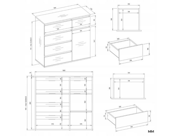 MALWA 1D5S WHITE CHEST OF DRAWERS - imagine 8