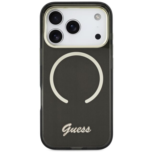 Case Guess IML Script Metal MagSafe for   iPhone 17 Pro black - imagine 3