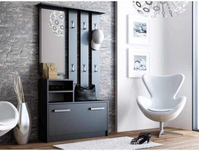 Topeshop GAR CZERŃ entryway cabinet - imagine 4