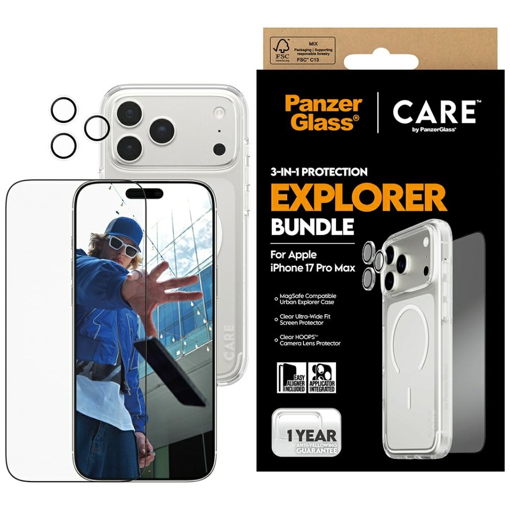 cps-7bfafdbab41630484981577e00e088a4-2026-03-24-13-06-24 CARE by PanzerGlass Flagship Explorer 3in1 Case + Glass + Lens Protection Kit for iPhone 17 Pro Max - imagine 1