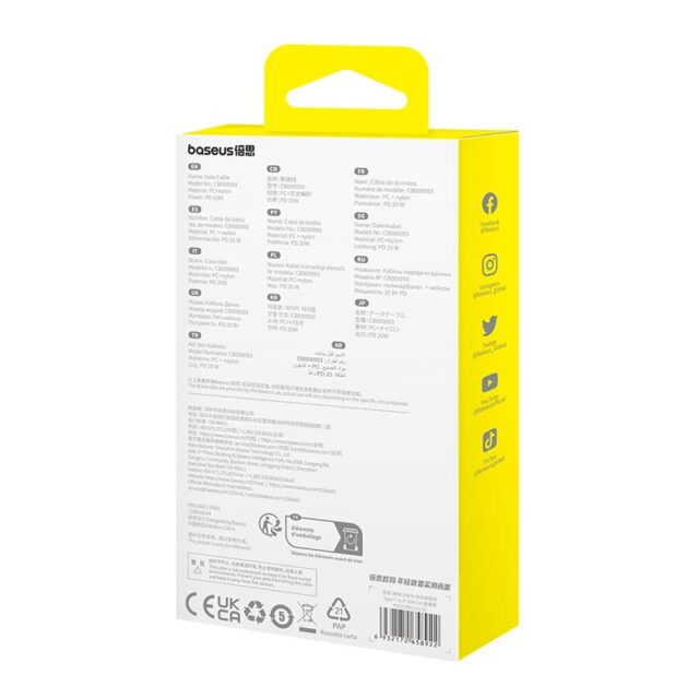 Baseus Gem USB-C to iP fast charging cable 2 m 20 W Black - imagine 6