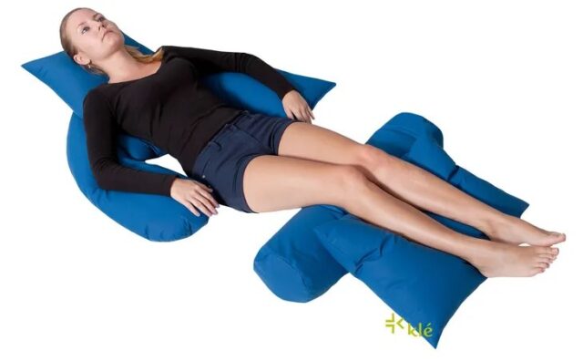 Bed positioning cushion U-crescent in silicone fibre Blue - imagine 2