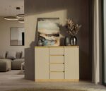 CHEST OF DRAWERS WITH 2 DOORS AND 4 DRAWERS  ARTISAN OAK/CASHMERE COLOUR - imagine 6