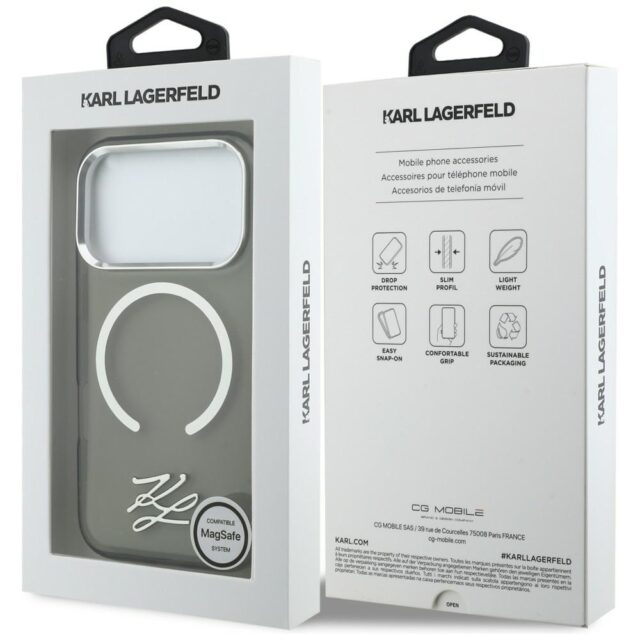 Etui Karl Lagerfeld IML KL Script Logo    MagSafe do iPhone 17 Pro Max czarny - imagine 8