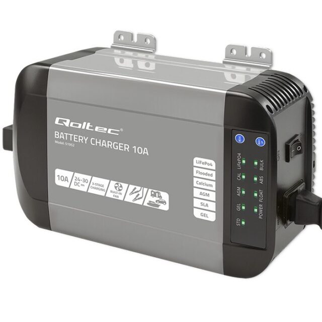 Qoltec Smart Monolith Battery Charger for LiFePO4 AGM GEL SLA batteries | 10A | 24V - imagine 6