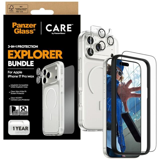 CARE by PanzerGlass Flagship Explorer 3in1 Case + Glass + Lens Protection Kit for iPhone 17 Pro Max - imagine 4