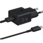 EP-T2510XBE Samsung USB-C 25W Cestovní nabíječka + USB-C Datový Kabel  Black (Pošk. Balení)