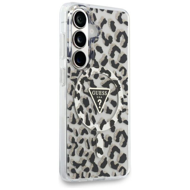 Case Guess IML Leopard Print Triangle    MagSafe for Samsung Galaxy S26 black - imagine 4