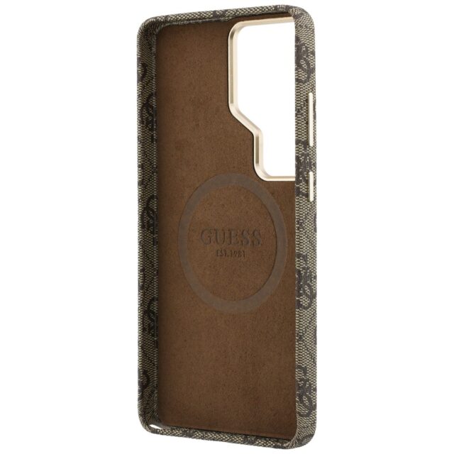 Guess PU 4G Script Metal Logo Magnetic Zadní Kryt pro Samsung Galaxy S26 Ultra Brown - imagine 8