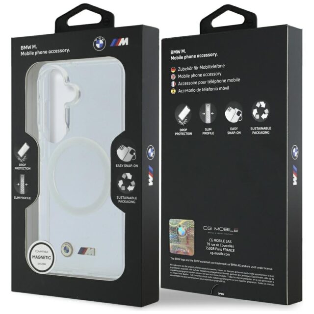 Case BMW IML Shockproof Metal Logo       MagSafe for Samsung Galaxy S26 transparent - imagine 9