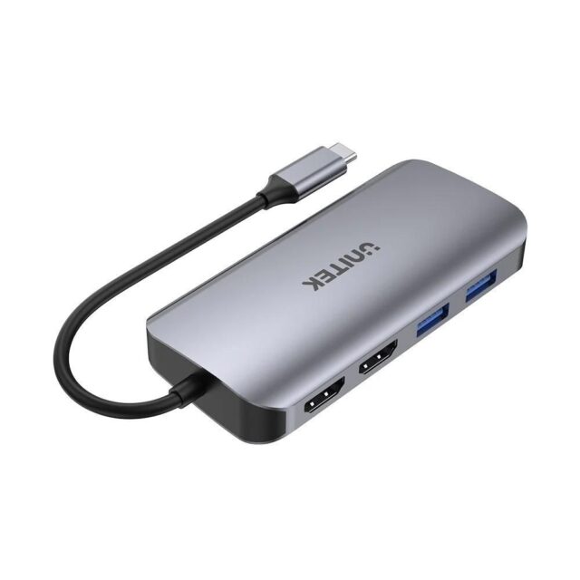 UNITEK ACTIVE HUB USB-C 2X HDMI 4K  RJ45  PD 100W - imagine 3