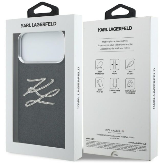 Etui Karl Lagerfeld IML Glitter KL        Diamond Logo do iPhone 17 Pro Max czarny - imagine 8