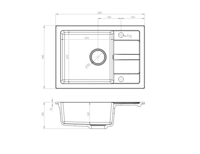 Black sink set with flexi faucet - MAIDSINKS BALI sink (62x44) 1B1D black + Flessi Black Edition faucet - imagine 2