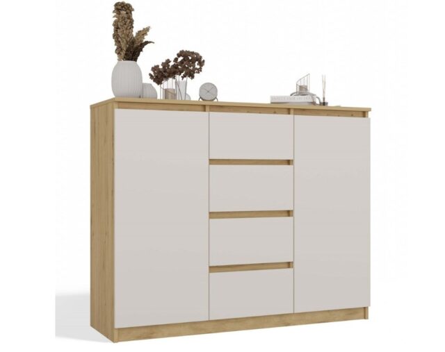 CHEST OF DRAWERS WITH 2 DOORS AND 4 DRAWERS  ARTISAN OAK/CASHMERE COLOUR - imagine 3
