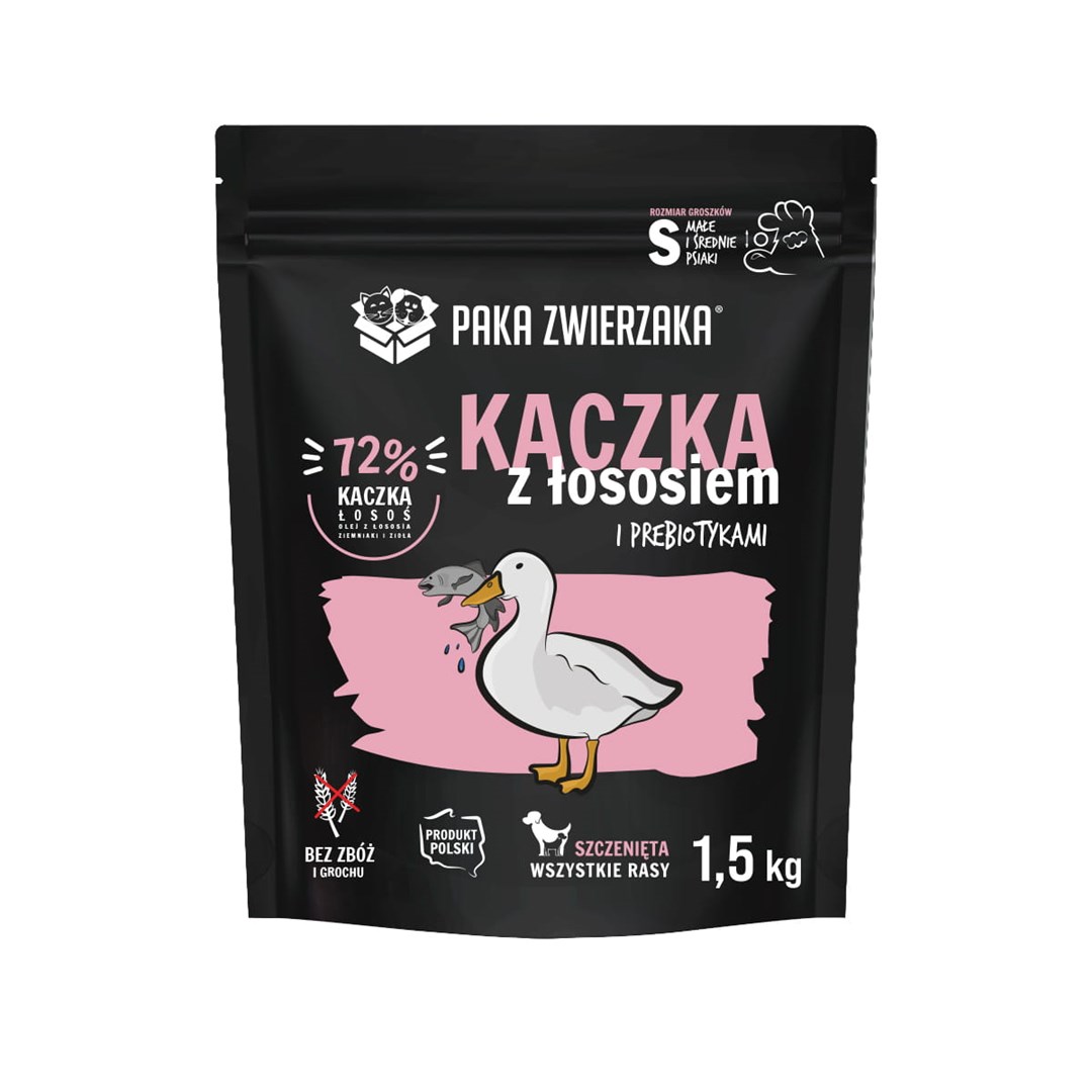 cps-8445a6b1b49a9b8c6b6cbfff4d42069e-2026-03-02-00-50-24 PAKA ZWIERZAKA Puppy Duck with salmon S - dry dog food - 1 5kg - imagine 1