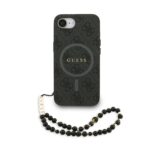 Guess PU Leather 4G Colored Ring Strap MagSafe Zadní Kryt pro iPhone 16e Black